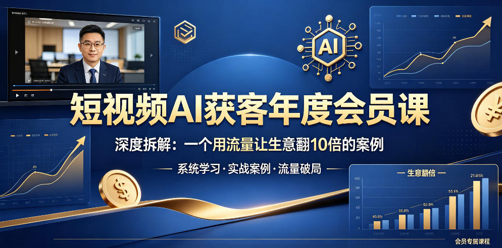 短视频AI获客年度会员课，深度拆解，一个用流量让生意翻10倍的案例-钱途社