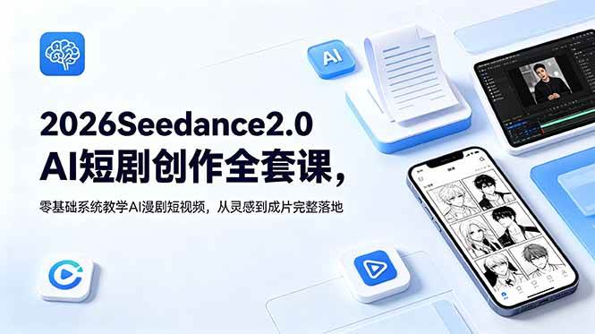 （18958期）2026Seedance2.0AI短剧创作全套课，零基础系统教学AI漫剧短视频，从灵感到成片完整落地-钱途社