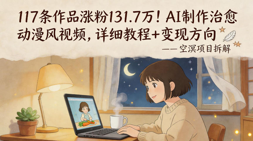117条作品涨粉131.7W！AI制作治愈动漫风视频，详细教程+变现方向-钱途社
