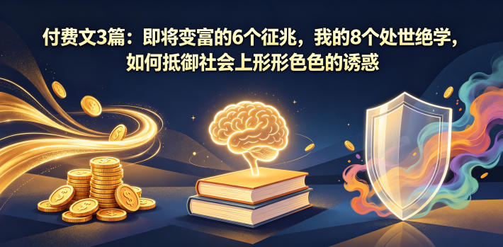 付费文3篇：即将变富的6个征兆，我的8个处世绝学，如何抵御社会上形形色色的诱惑-钱途社