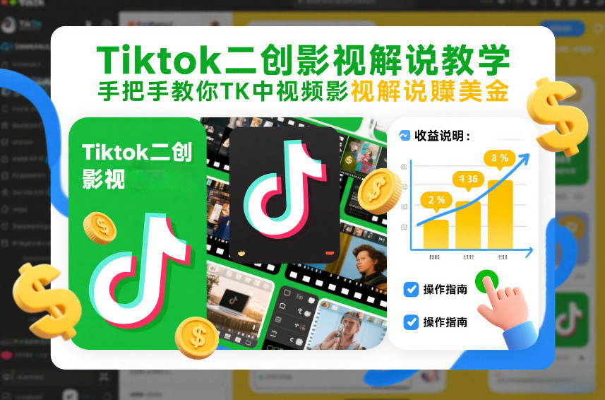 Tiktok二创影视解说教学，手把手教你TK中视频影视解说賺美金(更新26年1月)-钱途社
