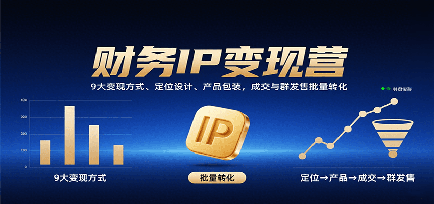 财务IP变现营：9大变现方式、定位设计、产品包装，成交与群发售批量转化-钱途社