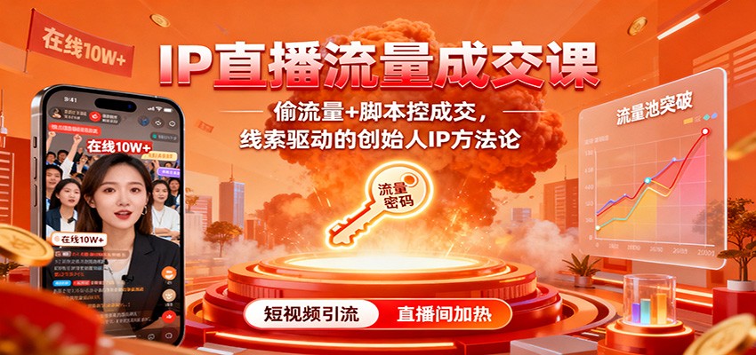 IP直播流量成交课：偷流量+脚本控成交，线索驱动的创始人IP方法论-钱途社