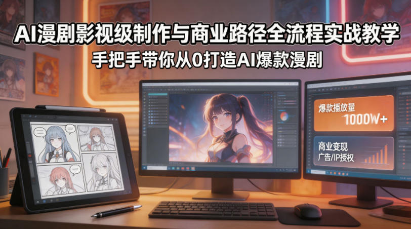 AI漫剧影视级制作与商业路径全流程实战教学，手带你从0打造AI爆款漫剧-钱途社