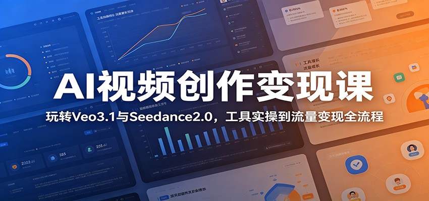 AI视频创作变现课：玩转Veo3.1与Seedance2.0，工具实操到流量变现全流程-钱途社