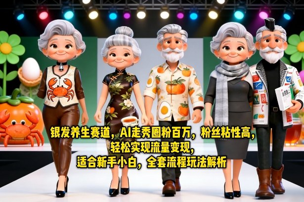 银发养生赛道，AI走秀圈粉百万，粉丝粘性高，轻松实现流量变现，适合新手小白，全套流程玩法解析-钱途社