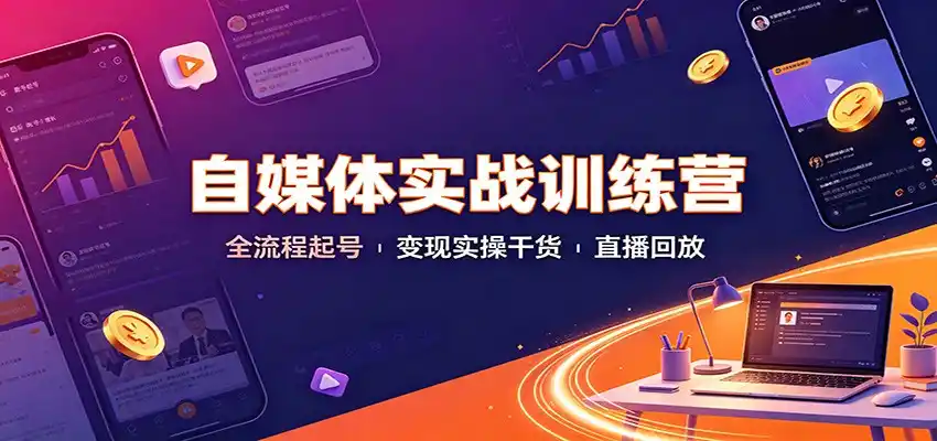 自媒体实战训练营：全流程起号变现实操干货直播回放-钱途社