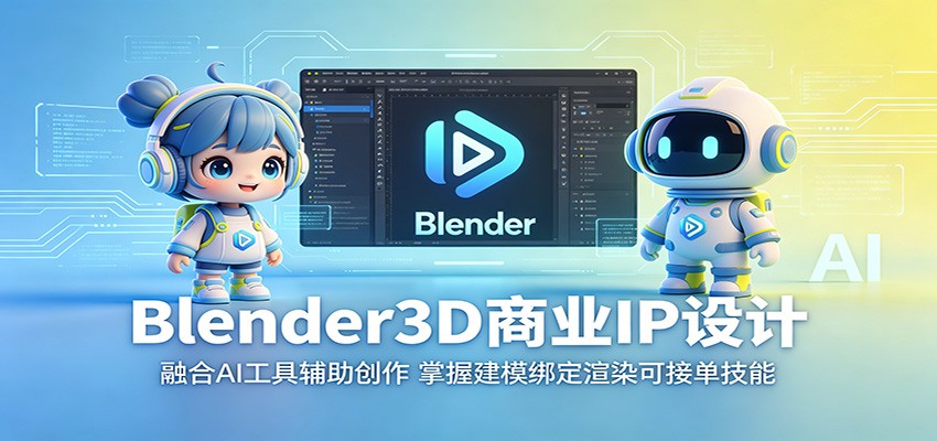 Blender3D商业IP设计:融合AI工具辅助创作,掌握建模绑定渲染可接单技能-钱途社