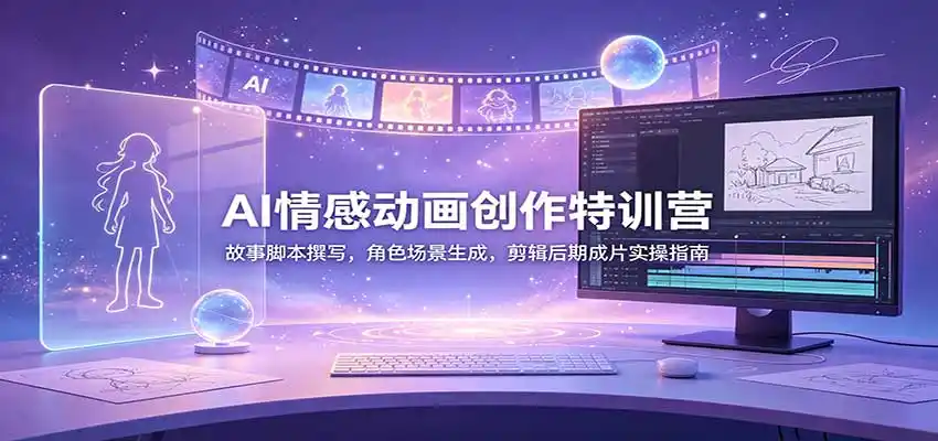 AI情感动画创作特训营：故事脚本撰写，角色场景生成，剪辑后期成片实操指南-钱途社