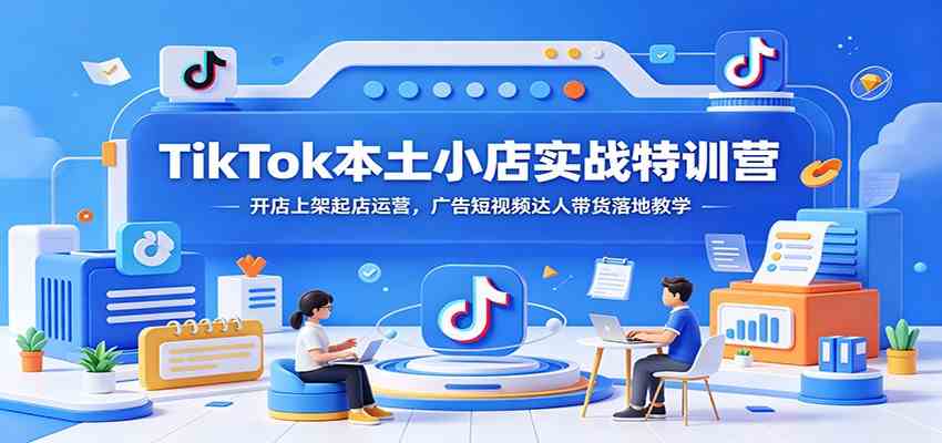 TikTok本土小店实战特训营：开店上架起店运营，广告短视频达人带货落地教学-钱途社
