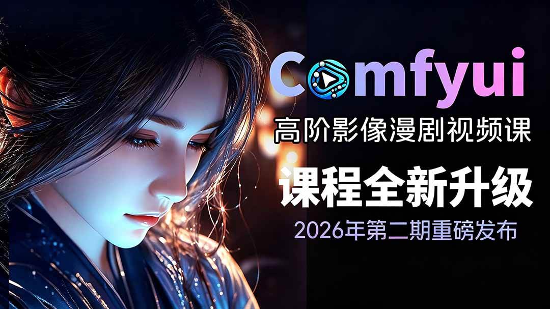 （19222期）2026ComfyUI高阶漫剧视频课2.0，云端本地双端部署，FLUX千问Wan2.2全模型工作流完整教学-钱途社