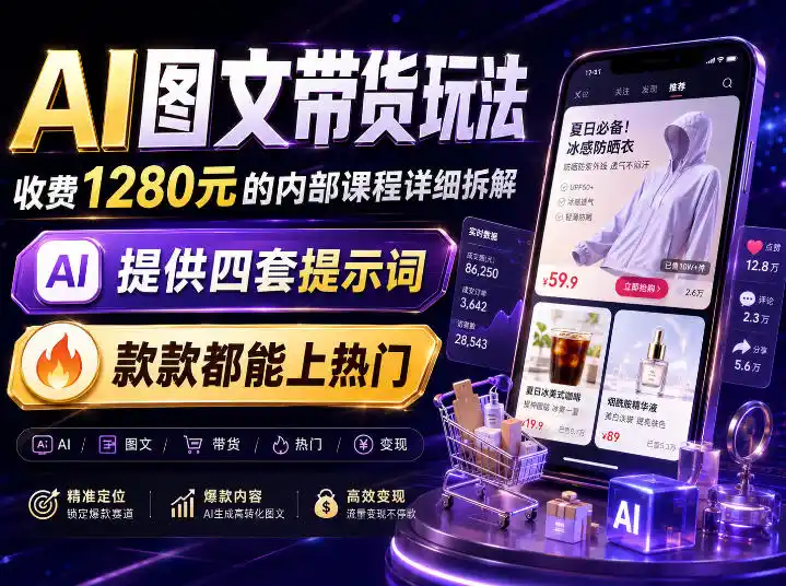 AI图文带货内部玩法，1280内部课程对外系统拆解，看完直接上手变现！-钱途社
