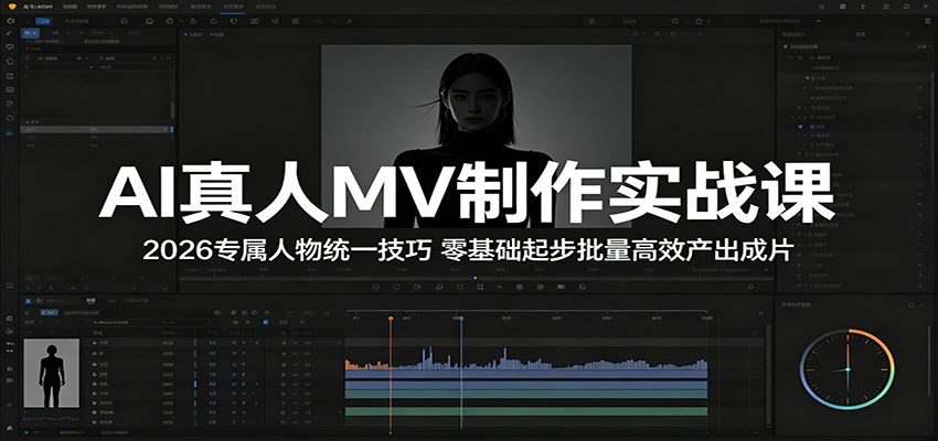 AI真人MV制作实战课：2026专属人物统一技巧，零基础起步批量高效产出成片-钱途社