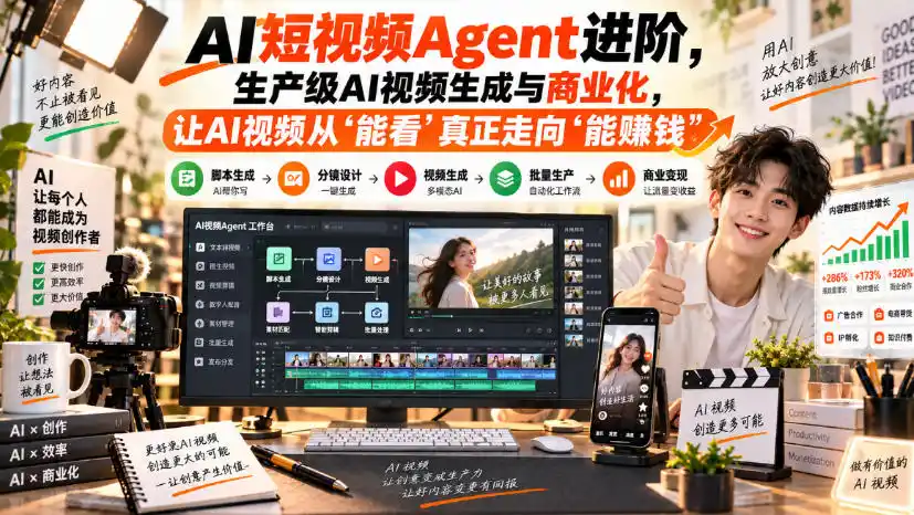 AI短视频Agent进阶，生产级AI视频生成与商业化，让AI视频从”能看”真正走向”能賺钱”-钱途社