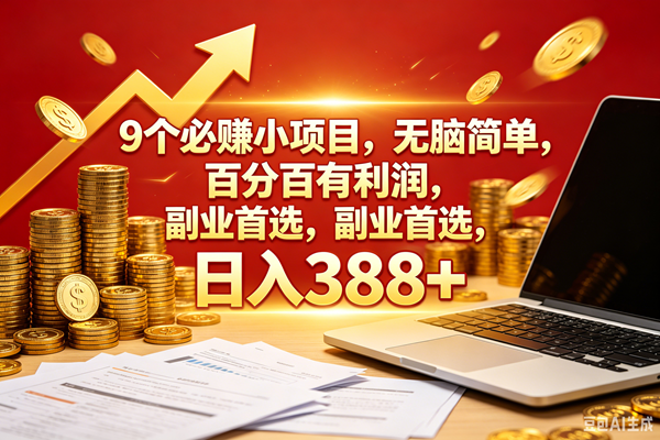 （18597期）9个必赚钱的小项目，百分百赚米，无脑简单，副业首选，日入388+-钱途社