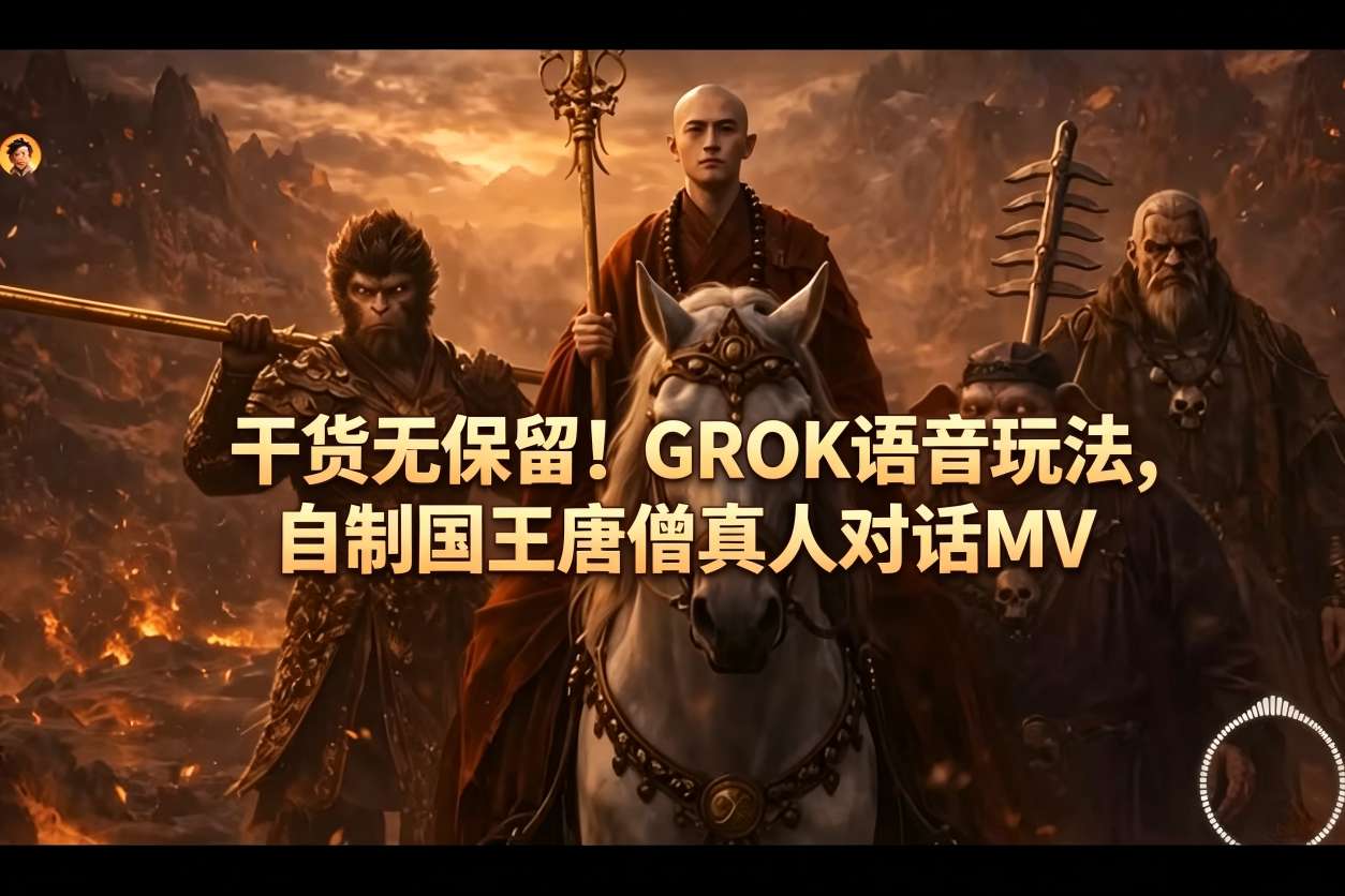 干货无保留！GROK语音玩法，自制国王唐僧真人对话MV-钱途社