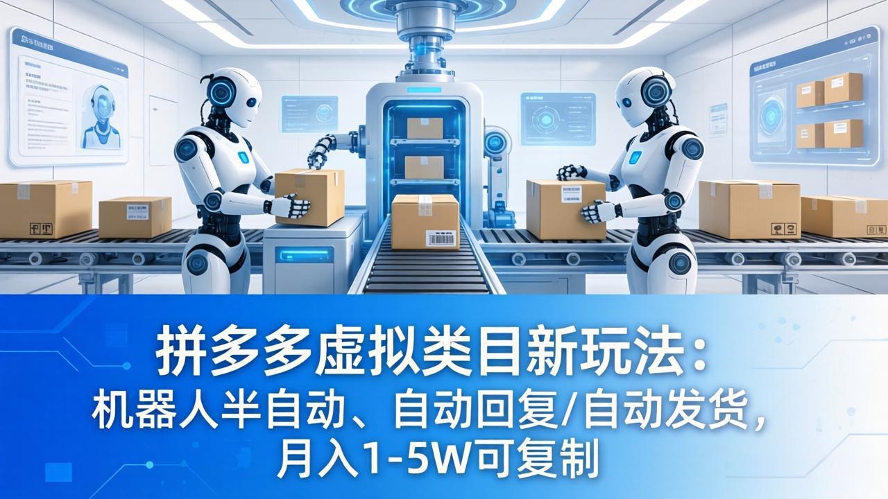 拼多多虚拟类目新玩法：机器人半自动、自动回复 /自动发货，月入 1-5W 可复制-钱途社