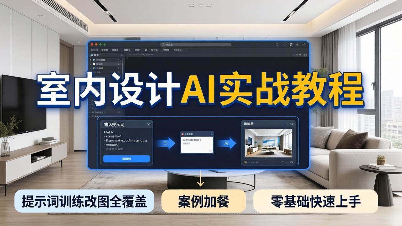 （18216期）2026室内设计AI实战教程，提示词训练改图全覆盖，搭配案例加餐，零基础也能快速上手-钱途社