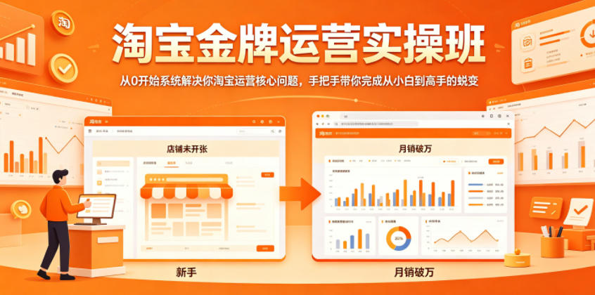淘宝金牌运营实操班，从0开始系统解决你淘宝运营核心问题，手把手带你完成从小白到高手的蜕变-钱途社