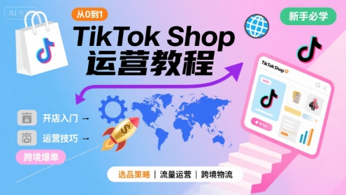 TikTok Shop从0到1运营教程，TikTok跨境电商新手必学课程-钱途社