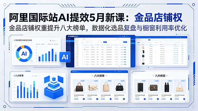 阿里国际站AI提效5月新课：金品店铺权重提升八大榜单，数据化选品复盘与橱窗利用率优化-钱途社