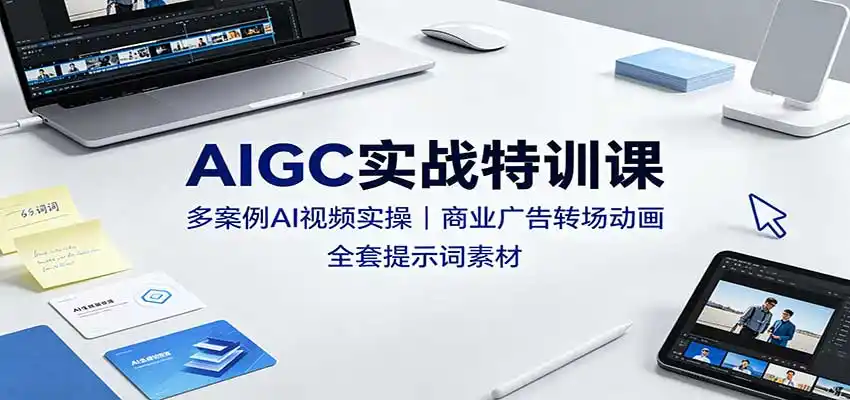 AIGC实战特训课：多案例AI视频实操，商业广告转场动画，全套提示词素材-钱途社
