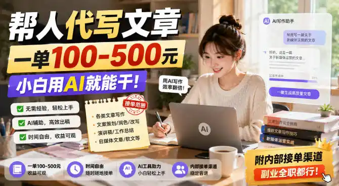 帮人代写文章，一单100-500，小白用AI就能干，附内部接单渠道，副业全职都行【揭秘】-钱途社