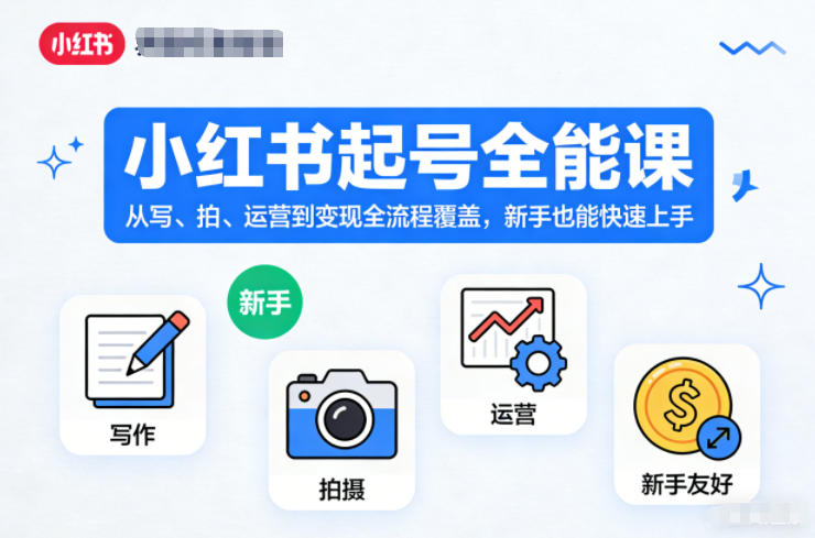 小红书起号全能课，从写、拍、运营到变现全流程覆盖，新手也能快速上手-钱途社