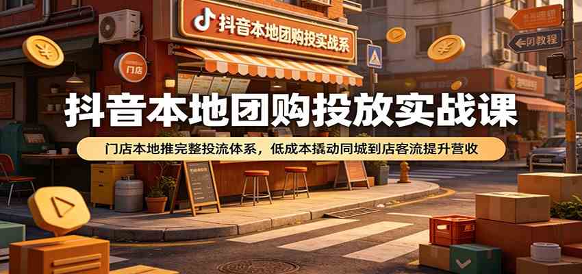抖音本地团购投放实战课：门店本地推完整投流体系，低成本撬动同城到店客流提升营收-钱途社