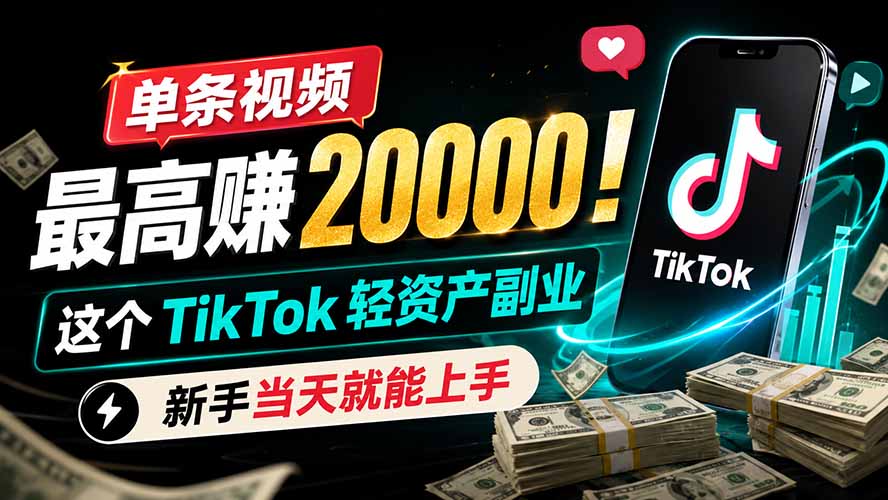 单条视频最高赚 20000！这个 TikTok 轻资产副业，新手当天就能上手-钱途社
