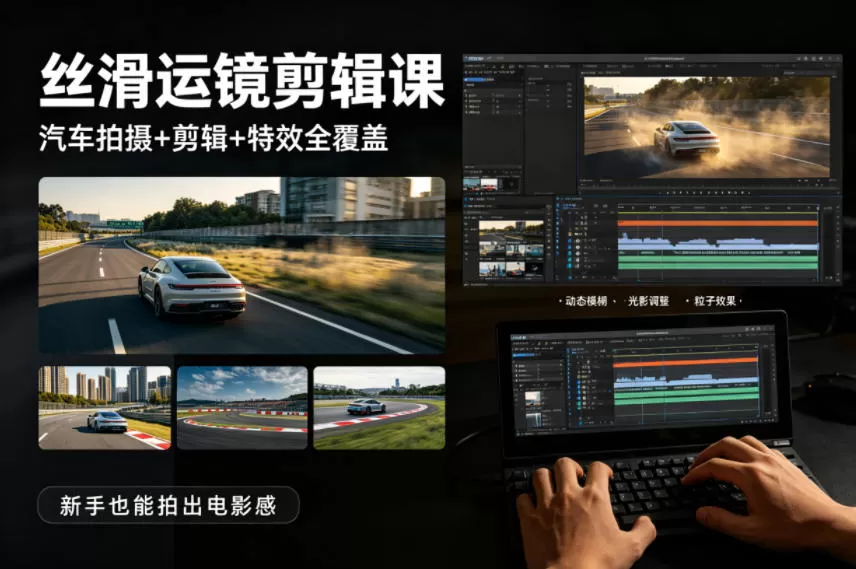 大叔丝滑运镜剪辑课，汽车拍摄+剪辑+特效全覆盖，新手也能拍出电影感-钱途社