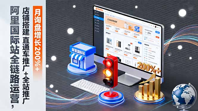 阿里国际站全链路运营，店铺搭建+直通车推广+全站推广，月询盘增长200%+-钱途社