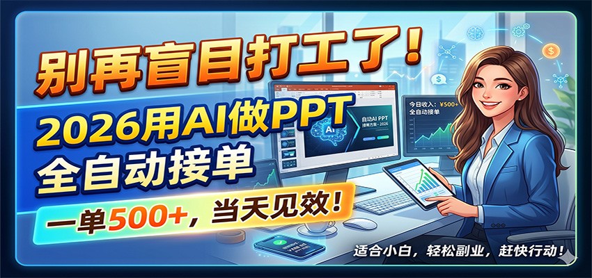 别再盲目打工了！2026用AI做PPT全自动接单，一单5张+，当天见效！-钱途社