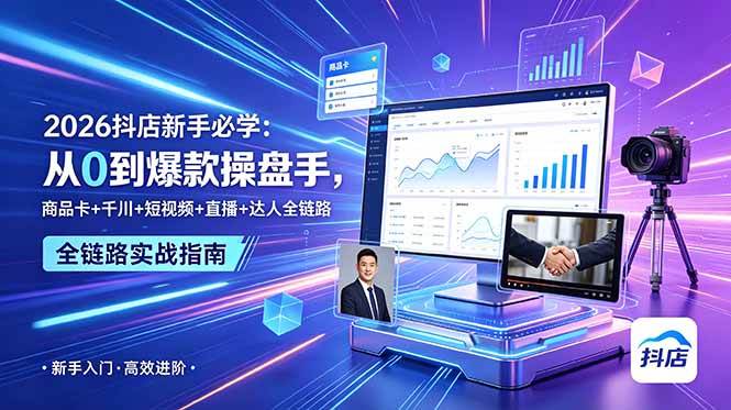 （18944期） 2026抖店新手必学：从0到爆款操盘手，商品卡+千川+短视频+直播+达人全链路-钱途社
