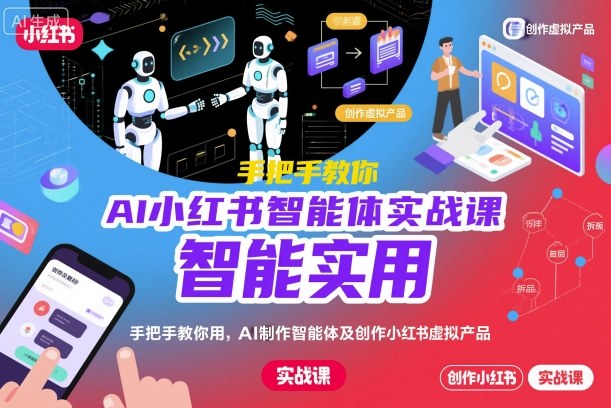 AI小红书智能体实战课，手把手教你用AI制作智能体及创作小红书虚拟产品，提效+内容商业化-钱途社