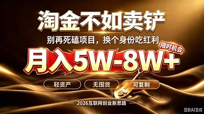 别再傻乎乎埋头跑项目！互联网真正赚钱逻辑：做卖铲人，拒绝当韭菜，逆风翻盘月入5-8W+-钱途社