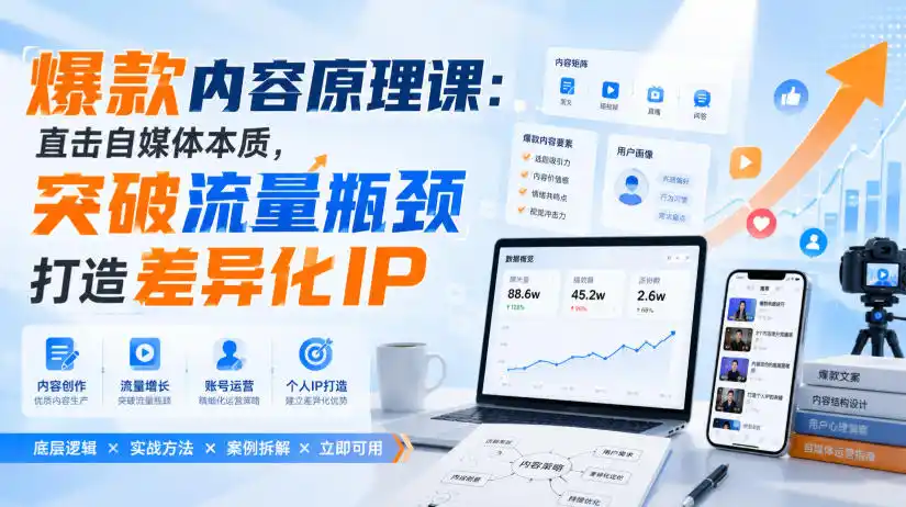 爆款内容原理课：直击自媒体本质，突破流量瓶颈打造差异化IP-钱途社