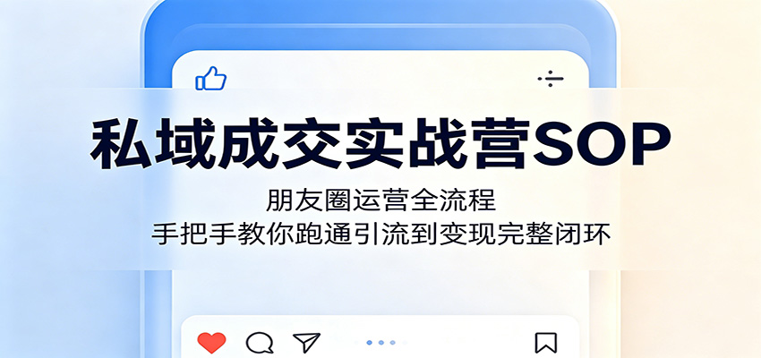 私域成交实战营SOP：朋友圈运营全流程，手把手教你跑通引流到变现完整闭环-钱途社