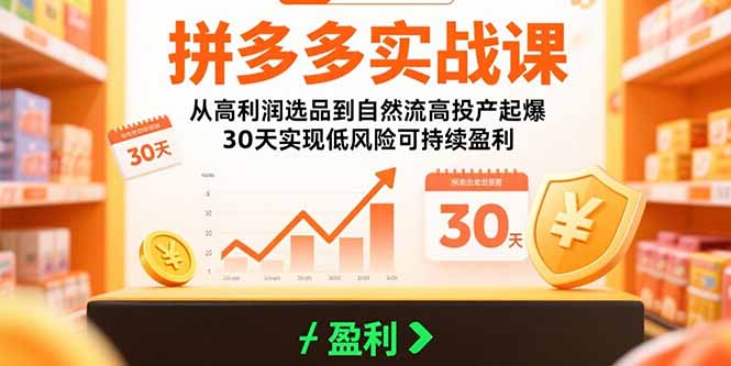 拼多多实战课:从高利润选品到自然流高投产起爆 30天实现低风险可持续盈利-钱途社