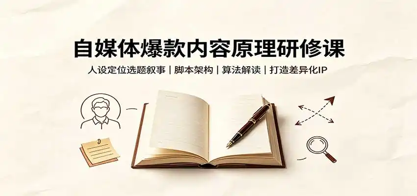 自媒体爆款内容原理研修课：人设定位选题叙事，脚本架构，算法解读打造差异化IP-钱途社