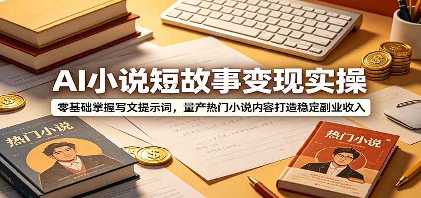 AI小说短故事变现实操：零基础掌握写文提示词，量产热门小说内容打造稳定副业收入-钱途社