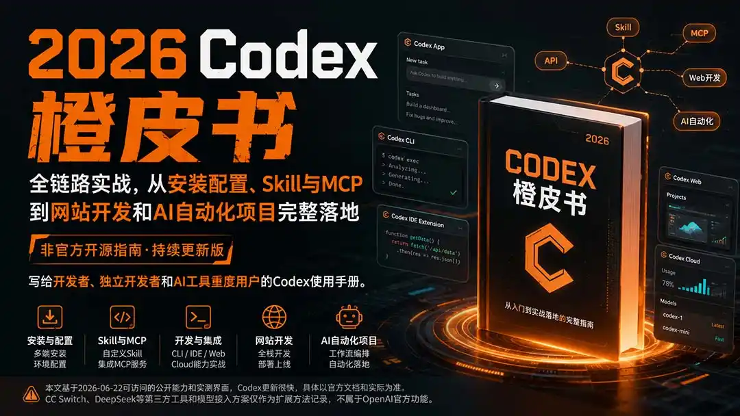 2026Codex橙皮书：全链路实战，从安装配置、Skill与MCP到网站开发和AI自动化项目完整落地-钱途社