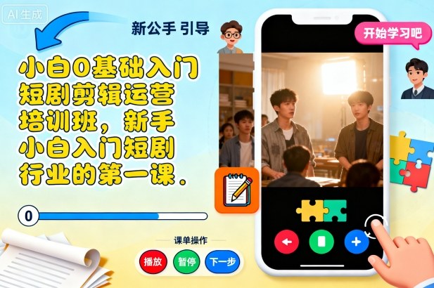 小白0基础入门短剧剪辑运营培训班，新手小白入门短剧行业的第一课-钱途社