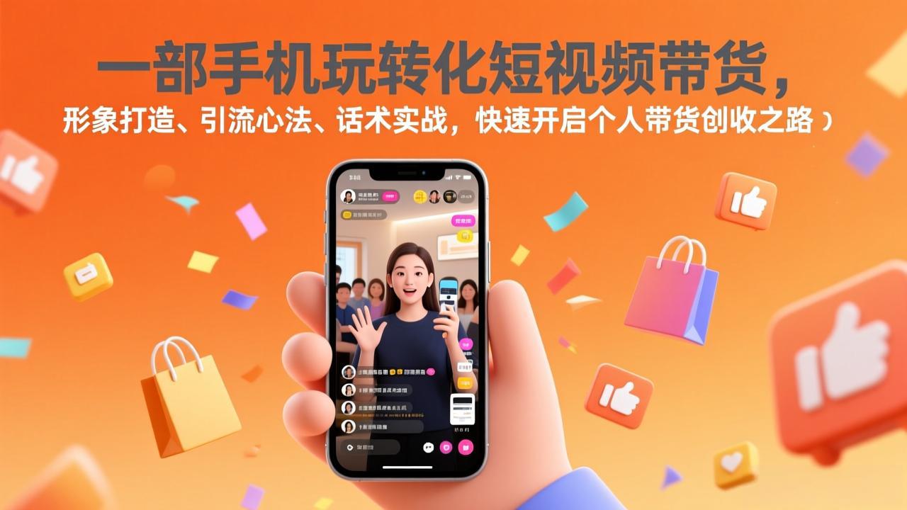 一部手机玩转化短视频带货，形象打造、引流心法、话术实战，快速开启个人带货创收之路-钱途社