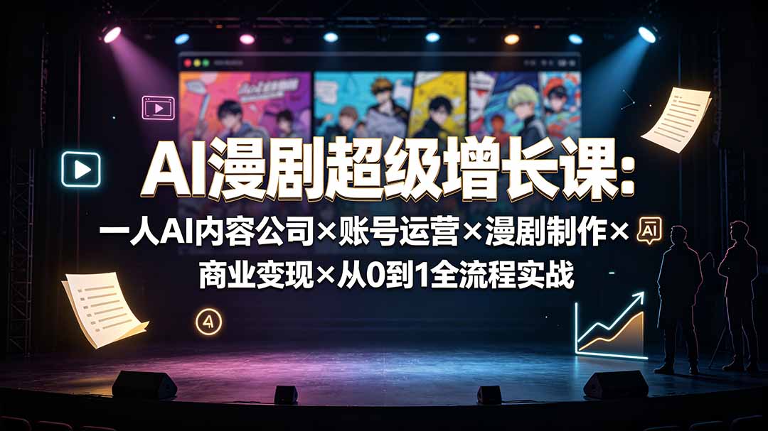 AI漫剧超级增长课：一人AI内容公司×账号运营×漫剧制作×商业变现×从0到1全流程实战-钱途社