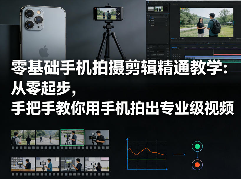 零基础手机拍摄剪辑精通教学:从零起步,手把手教你用手机拍出专业级视频-钱途社