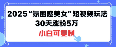 不露脸也能火！2025“氛围感美女”短视频玩法，30天涨粉5W小白可复制-钱途社