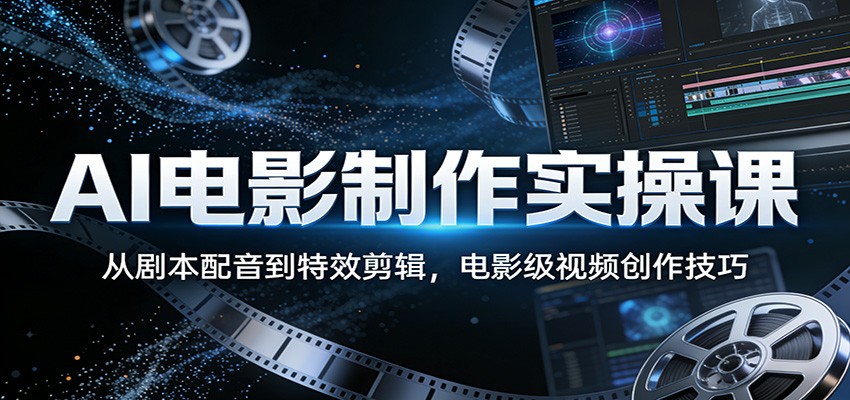 AI电影制作实操课：从剧本配音到特效剪辑，电影级视频创作技巧-钱途社