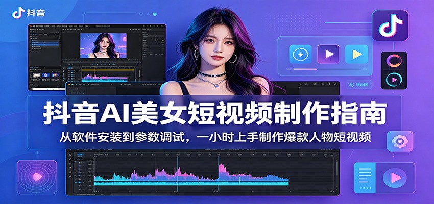 抖音AI美女短视频制作指南：从软件安装到参数调试，一小时上手制作爆款人物短视频-钱途社