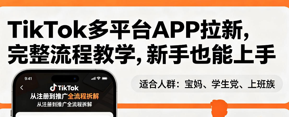 TikTok多平台APP拉新，完整流程教学，新手也能上手，轻松出海搞美金-钱途社
